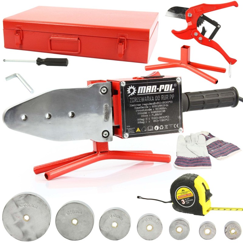 Polifusore per Saldatura di Tubi in PE PP PB | 7 Matrici Ø16-63mm | 2700W | 230V/50Hz | Gamma Temperatura 50-300°C